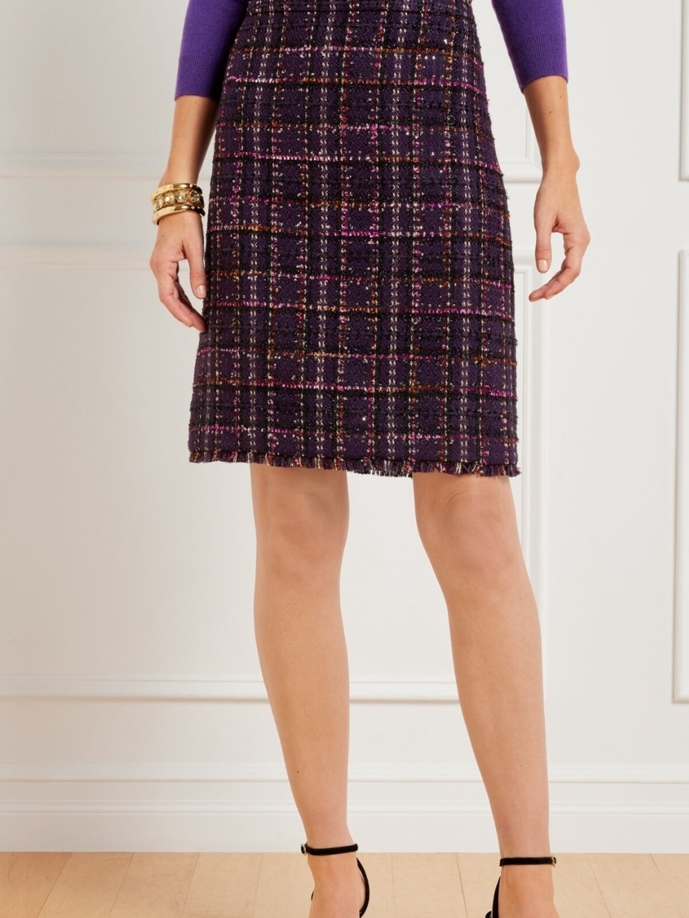 Black Tweed A-Line Skirt